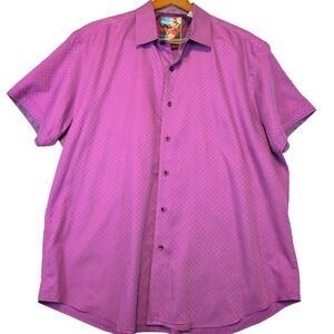 Robert Graham 3XL Purple Cotton Designer Button up Camp Shirt Quiet Luxury Bold